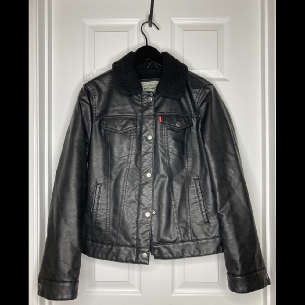 Levi’s faux leather Sherpa trucker jacket